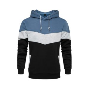 Men Color Block Pullover Hoodie Drawstring Fleece Sweatshirt