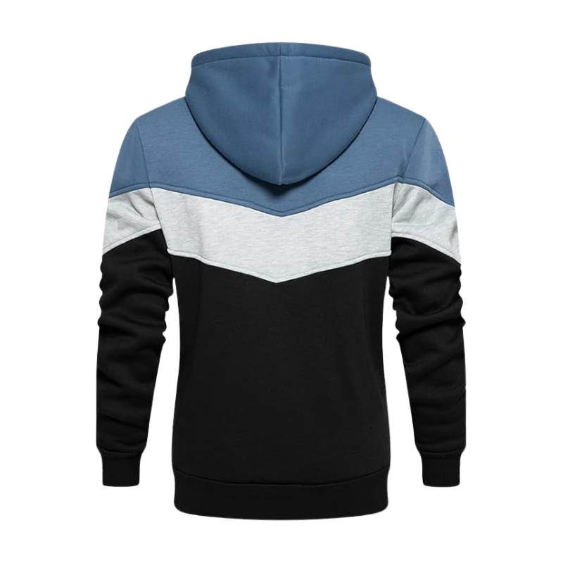 Men Color Block Pullover Hoodie Drawstring Fleece Sweatshirt - Image 2