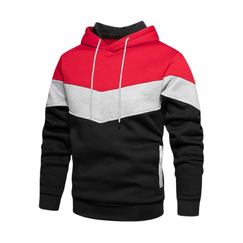 Men Color Block Pullover Hoodie Drawstring Fleece Sweatshirt - Image 3